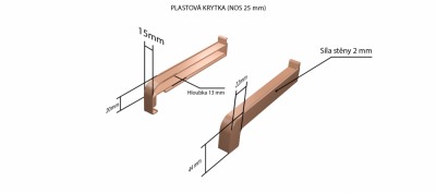 Plastové krytky pro obě strany (k venkovním taženým parapetům) NOS 25 mm