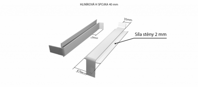 Hliníková H - spojka (k venkovním pozinkovaným parapetům) NOS 40 mm