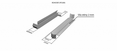 Hliníková R - spojka 90° (k venkovním pozinkovaným parapetům) NOS 40 mm