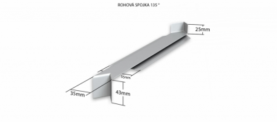 Hliníková R - spojka 135° (k venkovním ohýbyným parapetům) NOS 40 mm