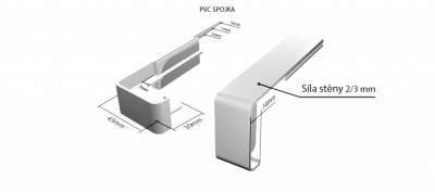 Plastové krytky pro obě strany (k venkovním pozinkovaným parapetům) NOS 40 mm