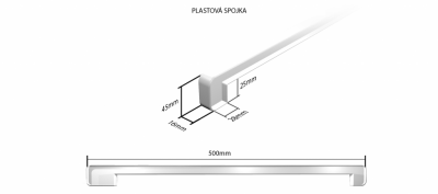 Plastová H - spojka 600 mm (k dřevotřískovým parapetům)