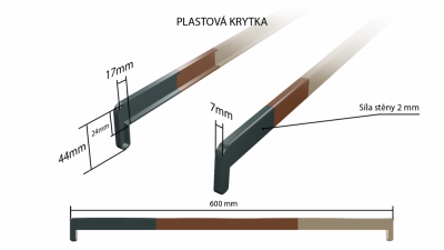 Plastová krytka oboustranná boční 600 mm (k RENOLITOVÝM parapetům)