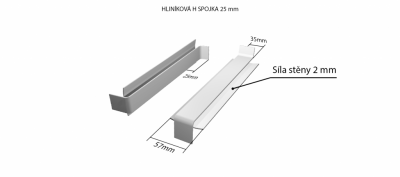 Hliníková H - spojka (k venkovním taženým parapetům) NOS 25 mm