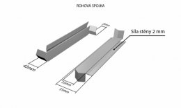 Venkovní pozinkované parapety nos 40 mm - Hliníková R - spojka 90° (k venkovním pozinkovaným parapetům) NOS 40 mm