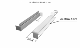 Venkovní hliníkové tažené parapety nos 25 mm - Hliníková H - spojka (k venkovním taženým parapetům) NOS 25 mm